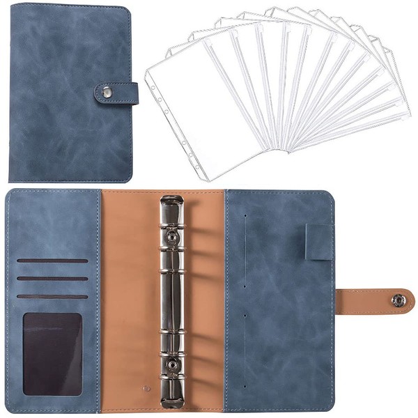A6 Budget Binder, PU Leather Savings Binder, with 12 Transparent