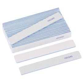 25 limas de uñas rectangulares de grano 180/240 para uñas naturales, limas de uñas de doble cara para uñas