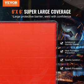 6 X 6 Flame-Resistant Vinyl Welding Screen Frame with 4 Swivel Wheels Protective Curtain for Welding HelmetsSize: Size 6 x 6 ft, color: Red Color