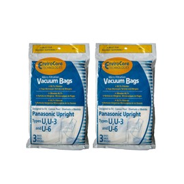 6 Panasonic U, U-3 & U-6 Upright Vacuum Cleaner Bags, MC-V145M, MC-115P, MC-V5000 thru MC-V5099, MC-V7300 thru MC-V7399, MC-V6200 thru MC-V6299
