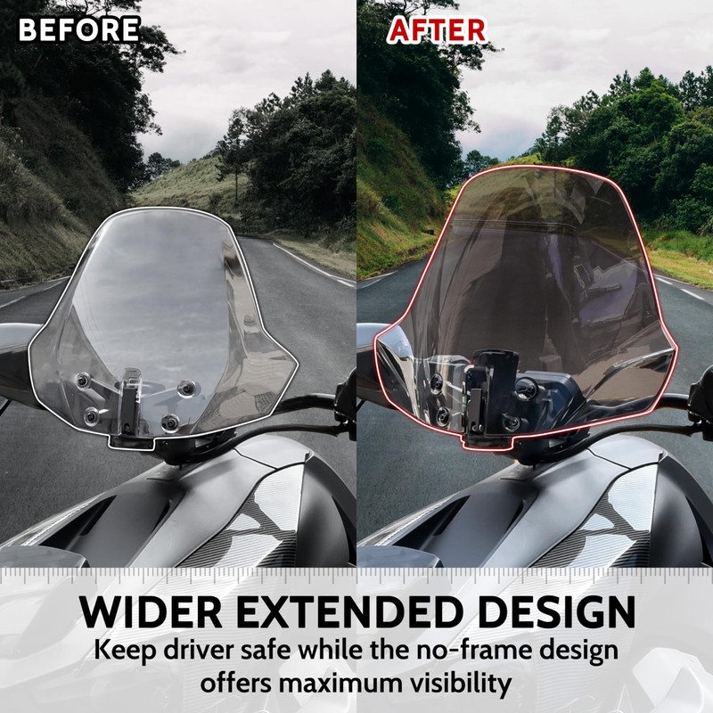 SAUTVS Dark Tinted Wider Adventure Adjustable Windshield for Can-Am Ryker,