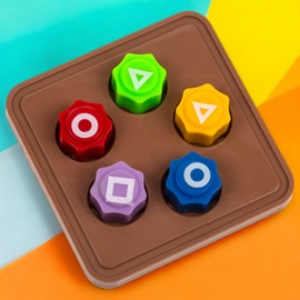 MIJOMA Gonggi Game Set of 5 - Classic Throwing Game for Children & Adults, Educational Game with Colours & Shapes, Skill Game Including Game Board, Retro Children's Toy