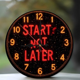 Lancholy Start Now Motivational Clock Wall Art Home Decor 10-Inch Wooden Wall Clock, Silent Movement, Battery Operated (AA Batteries Not Included), Artistic Home Decor, Perfect for Home Accents