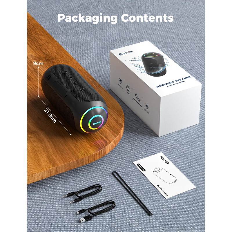 RIENOK Bluetooth Speaker 40W 5200mAh Wireless Portable Waterproof Speaker with