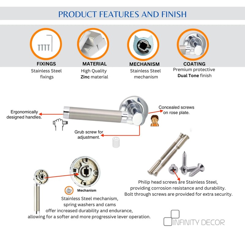 Zishan Two Tone Zamak Rosette Door Handle Set