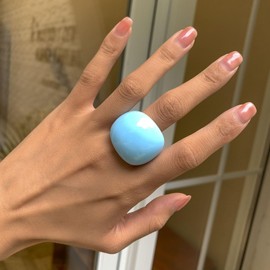 Multicolor Resin Chunky Rings for Women,Acrylic Resin Rings Exaggerated Knuckle Finger Rings Vintage Simple Charm Geometric Rings Jewelry Gifts for Teen Girls (blue)