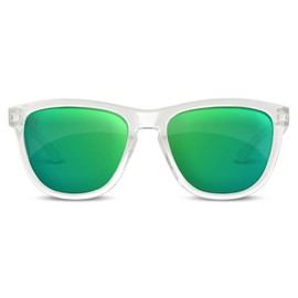 Epoch Eyewear Lutzka Skateboarding Sport Sunglasses Clear with Green Mirror Lens