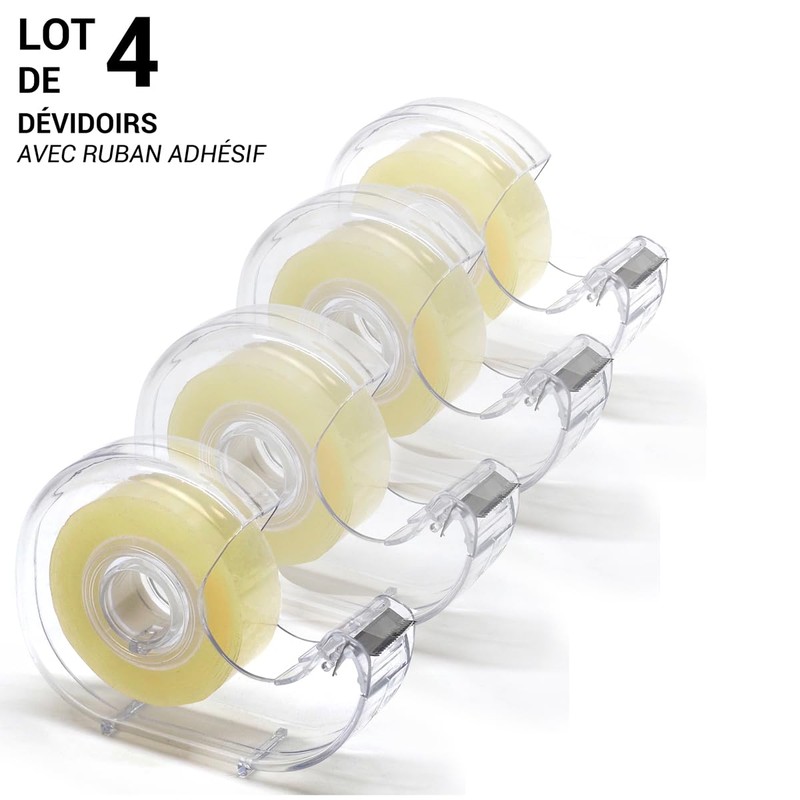 Waytex Pack of 4 High Tack Clear Tapes with Dispenser