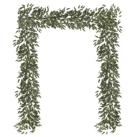 M METERXITY 2-Pack Artificial Willow Vine Twigs with 54 Leaves 5.7Feet Faux Willow Vine Twigs for Home Decor/Wedding/Christmas/DIY/Party/Home/Garden Office [Grey Green]