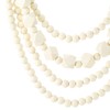 COOLSTEELANDBEYOND Layered Cream Bead Statement Necklace Round and Faceted Wood