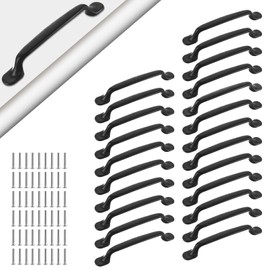MIVIDE Pack of 24 Cabinet Handles Black 128 mm Furniture Handles Aluminium Alloy Kitchen Handles Black with Screws for Cupboards, Wardrobes, Doors