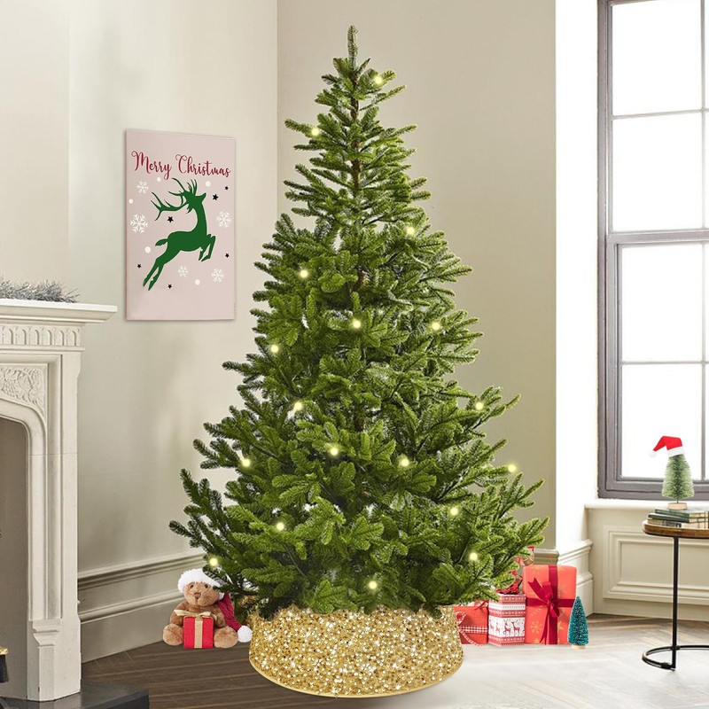 TPCSCH Gold Christmas Tree Collars Sparkle Xmas Tree Ring Large
