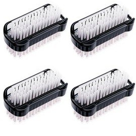 zoerbufan Pack of 4 Hand Brush, Nail Brush with Hard Bristles, Double-Sided Finger Brush, Hand Wash Brush for Cleaning Hands, Nails, Bathrooms, Sinks (Black)