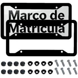 2Pzs Porta Placas para Auto (31x16cm), Marco de Matrícula de Plástico ABS Universal con Accesorios de Montaje, Antióxido, Antivibración, Soportes para Matrículas de los Vehículos Mexicanos, Negro