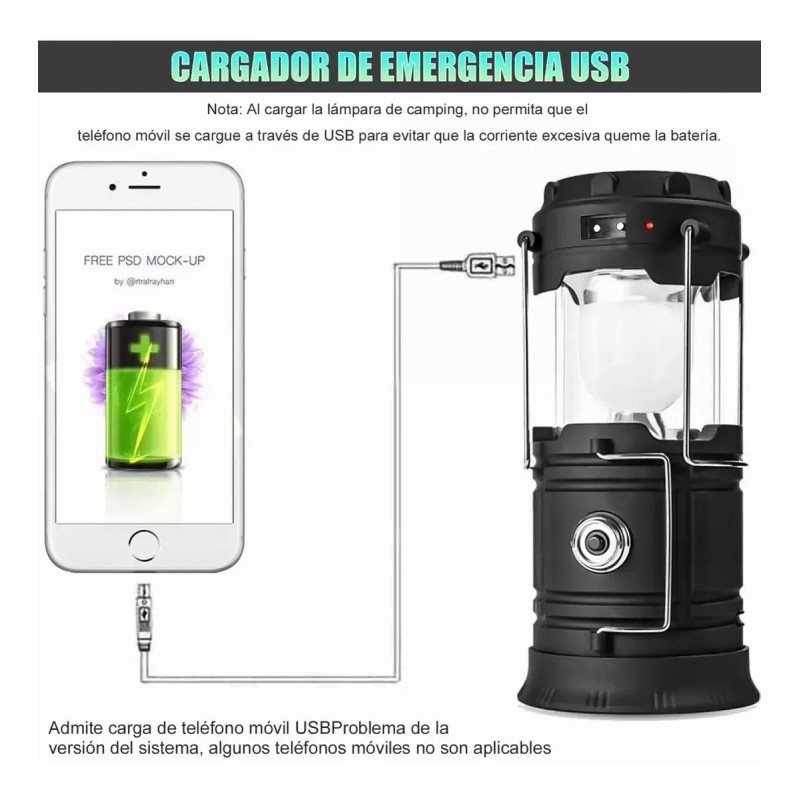 Moreka Lámpara Recargable Solar Linterna Camping Led --para Acampar