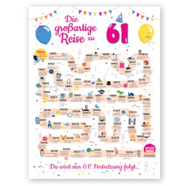 Gifts for 61st Birthday Woman and Man - Gifts for Women from 61 Years - Beautiful Birthday Card 61 Man and Woman - Birthday Decoration 61st Birthday Men and Women - Card 1964