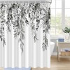 Nuseiis Black and White Eucalyptus Leaves Shower Curtains 72 x