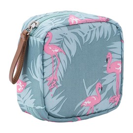 CREATCABIN Kleine Make Up Tasche Geldbörse Organizer Beutel Flamingo Dekorative Reißverschluss Handtasche Lippenstift Kosmetik Aufbewahrungstasche Wasserdichte Organizer Beutel Für Frauen 10x10x4.55cm