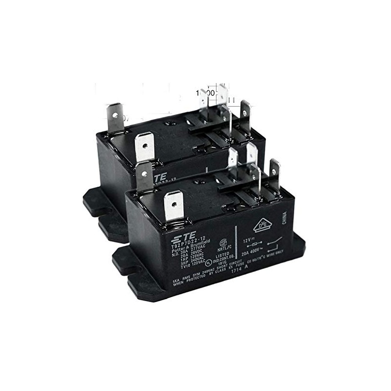TE CONNECTIVITY/Potter & BRUMFIELD T92P7D22-12 Power Relay, 12VDC, 30A, DPST-NO,