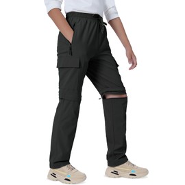 Boys Scout Pants Youth Zip Off Hiking Pants Kids Outdoor Size 6-8 Quick Dry Zipper Pockets UV Protection Adjust Waist Lightweight Deep Grey XS