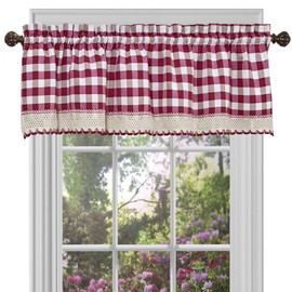 GoodGram Buffalo Check Plaid Gingham Custom Fit Farmhouse Window Valances - Assorted Colors (Burgundy)
