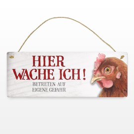 Betreten auf eigene Gefahr - Hier wache ich! Metal Sign XL with Chicken Motif