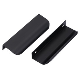 Ndjiloik Pack of 10 Hidden Door Handles, Cabinet Handles, Furniture Handles, Aluminium Alloy for Wardrobe, Door, Drawers, Black, Total Length 120 mm