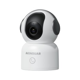 AKINGUAR 2K Security Camera for Home, 360°Pan Indoor Security Cameras with Motion Detection & One-Touch Call, Color Night Vision, Compatible with Alexa, Black