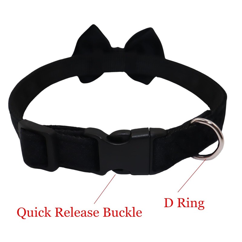 WDPAWS Dog Collar with Bowtie Soft Velvet Material with Quick