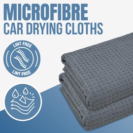 Towelogy® 2x Hyper Absorbing Car Drying Towel Large Microfibre Streak Free Waffle Weave Edgeless Detailing Cloth