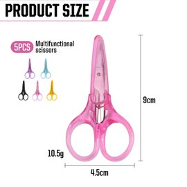 Pack of 5 Sewing Scissors, Craft Scissors with Round Head, Portable Scissors, Embroidery Needle Scissors, Household Scissors