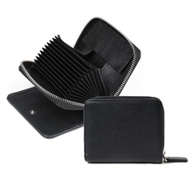 imeetu Wallet Bifold Wallet for Men and Women, Genuine Leather, Large Capacity, RFID Skimming, Mini Wallet, Compact, Card Case, Coin Purse, Key Case, Multiple Storage, Multi-functional, Black