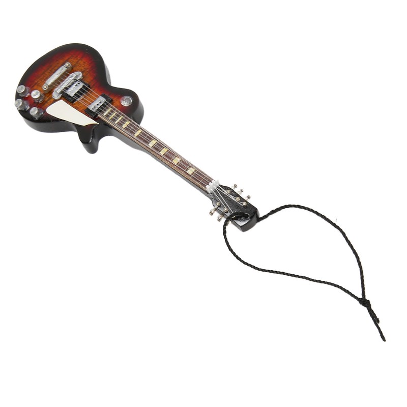 Miniature Electric Guitar Model Exquisite Wooden Guitar Ornament for Music