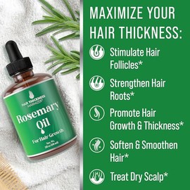 Hair Thickness Maximizer Aceite De Romero Para El Crecimiento Del Cabello Para Hombres + Mujeres - Sin Aroma Duro Ni Quemadura Del Cuero Cabelludo. Tr