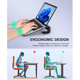 Soqool Laptop Stand for Desk, Ergonomic Detachable Riser, D-Black OPEN BOX