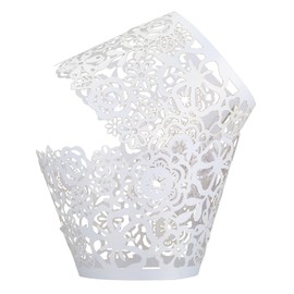 GWHOLE Cupcake Wrappers 50PCS Lace Cupcake Liners Laser Cut Cupcake Cases Filigree Wedding Cupcake Papers Muffin Cups Artistic for Birthday Party Decoration (White)