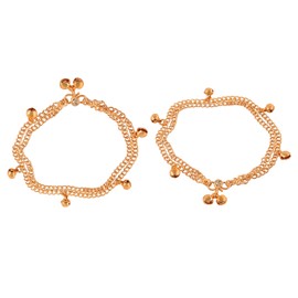 Touchstone Indian Bollywood Smart Chain Sweet Ghungroo Sound Designer Jewelry Paazeb Anklets Payal in Gold Tone for Women.