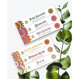 Himalaya Mandala Pack of 6 Combo - Variety Pack (Persian Rose, Red Sandal, Himalaya, Pure Jasmine, Good Fortune, Tulsi), ‎himalaya Incense