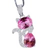 Pink Tourmaline Necklace Kitty Cat Pendant Diamond 18kgp @ Sterling