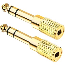 JOMLEY 1/4" to 3.5mm Adapter, 1/8" (3.5mm) Female to 1/4" (6.35mm) Male Adapter, 3.5mm to 1/4" Adapter for Headphones, Piano, Amplifier, Electric Guitar, Smartphone, Tablet - 2 Pack