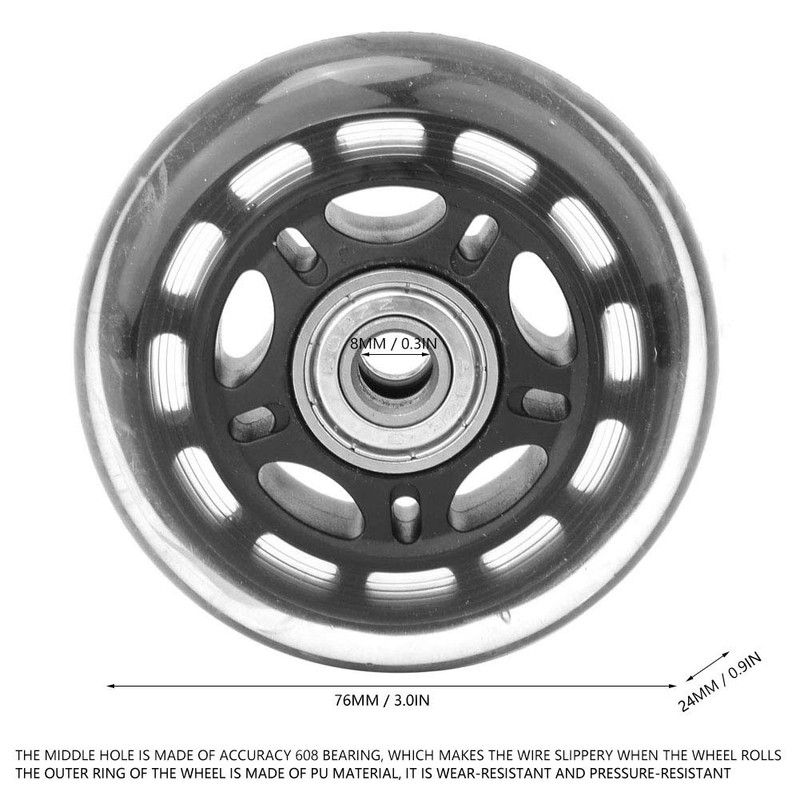 Luggage Wheels Replacement 3 Inch Swivel Wheels Black Transparent Silent