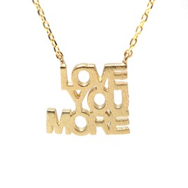Spinningdaisy Handcrafted Love You More Script Necklace Gold