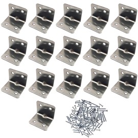 16 Pcs Stainless Steel Corner Braces with 64 Screw Right Angle Braces Bracket Angle Brackets for Indoor and Outdoor Wooden Furniture Fences Windows