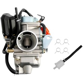 PD24J Carburetor, Compatible with 4-Stroke Engines GY6 125cc 150cc 152QMJ 157QMI ATV Quad Bike 4 Wheeler Dune Buggy Go Kart Moped Scooter Manifold Intake 24mm Carb