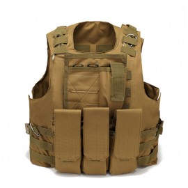 Haverain Tactical Outdoor Vest Survival Vest Adjustable Weighted with Multi-Pockets - Lightweight Oxford Cloth Available for Cosplay Training Outdoor Safety Protection Hunting (Tan)