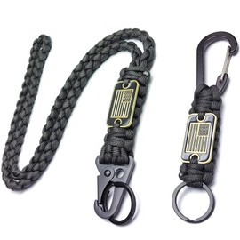 LUYADIN Paracord Lanyard Keychain with USA Flag,Parachute Rope Necklace Keychains for Outdoor Activities,Keys,Whistle