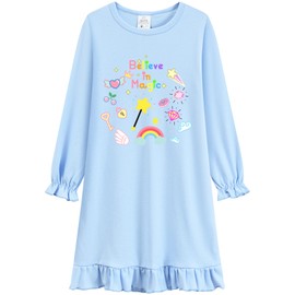 DHASIUE Little Girls Cotton Nightgrown Toddler Autumn Pyjamas Kids Long Sleeve Pyjamas Dresses 3-10 Years, Unicorn