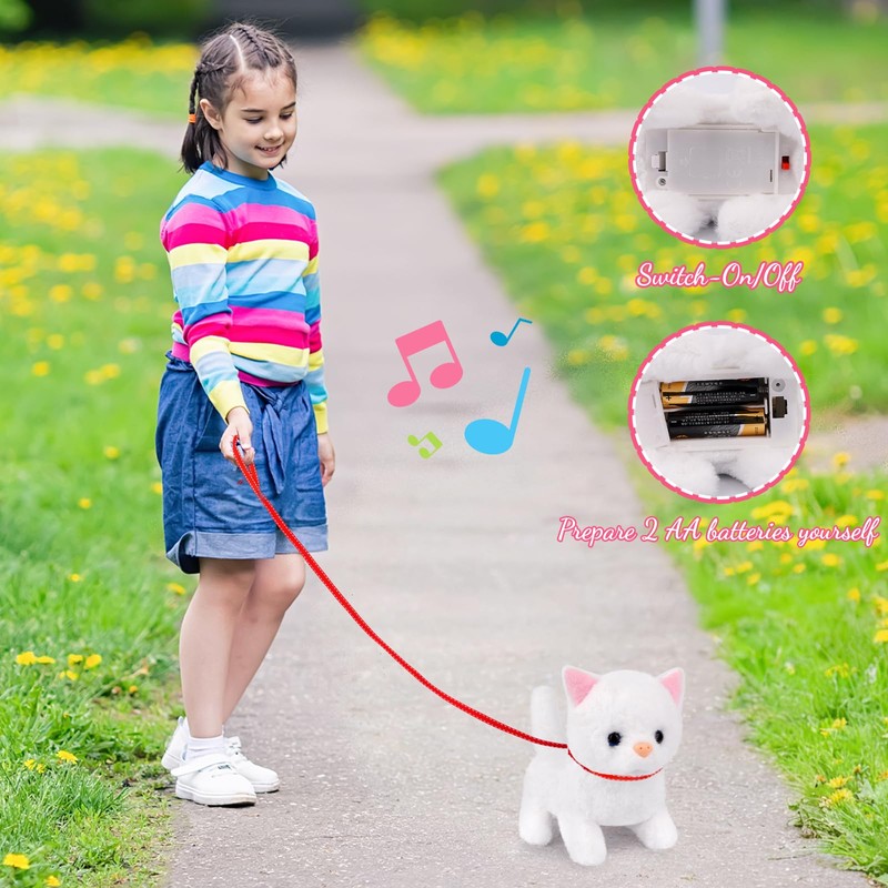JIAJEGTGT Cat Plush,Walking Cat Plush Toys, Electronic Interactive Stuffed with