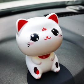 Cute Dancing Bobbleheads Lucky Cat Car Dashboard Decorations Accessories Interior For Men Women, Solar Power Anime Action Figures Statues for Car Dash Board Decoration Window Decor Christmas Ornaments