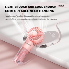 DOODBI Handheld Fan Misting, Multi-purpose For Portable Mini Mister Fan, Neck Fan And Desk Fan, 1500mAh, 4 Speed Adjustable, Suitable For Women, Home, Office, Travel (Green)